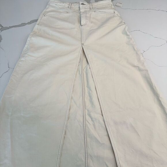 Free People Women's Cream Jean skirt maxi - Picture 1 of 8